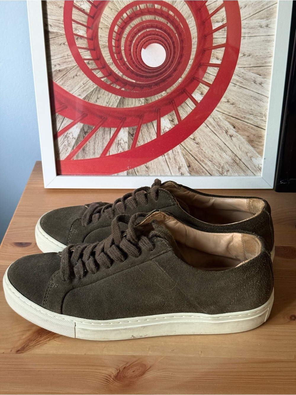 H&M Olive Green Suede Low-Top Sneakers